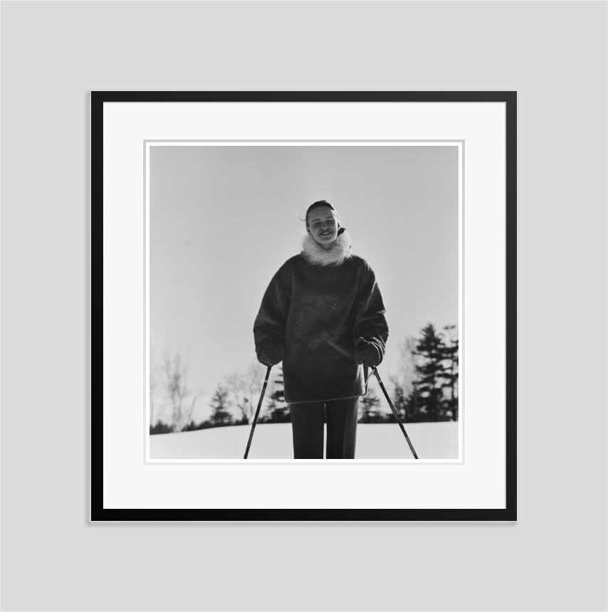 Slim Aarons 'New England Skiing' 1955 Sliver Gelatin Print Framed In Black