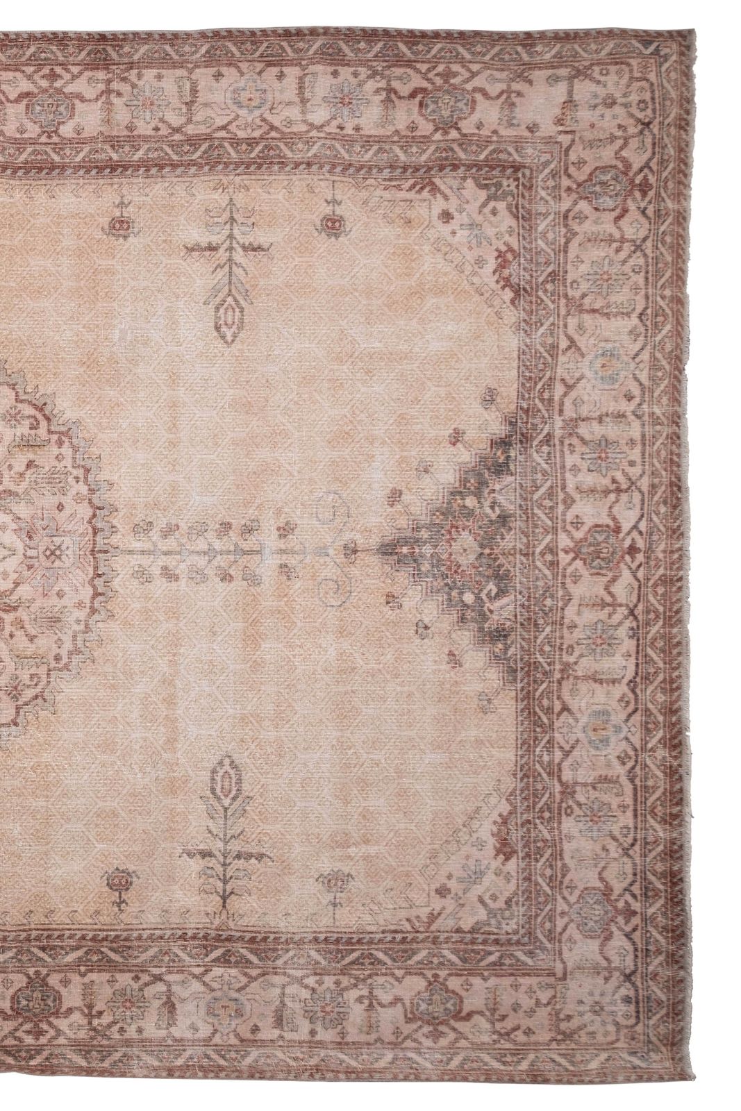 photo furniture Neutral Colors Oversize Wool Rug, Oriental Turkey Oushak Carpet With Floral Design 298 X 450