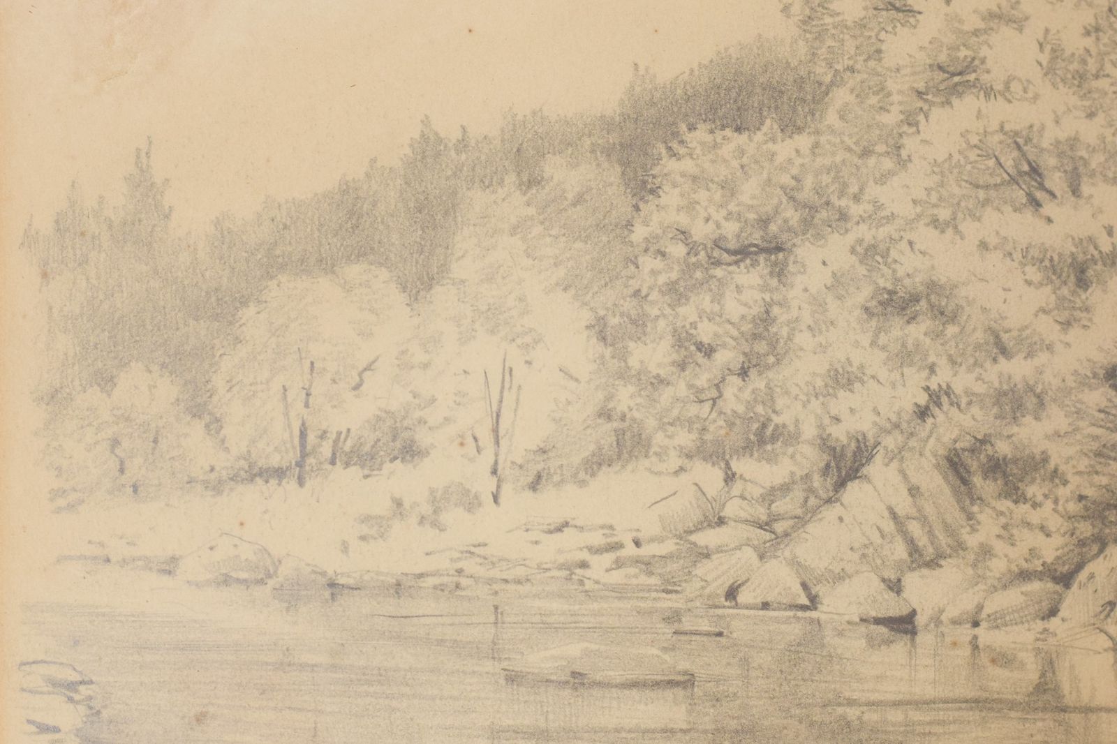 'On The Cree' Landscape Drawing Of A River photo 706.0