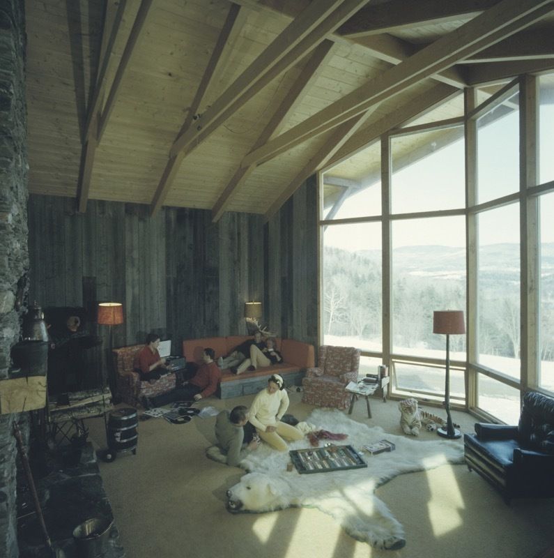 Slim Aarons 'Sugarbush Slopes' 1960 C Type Print Framed In Black photo furniture