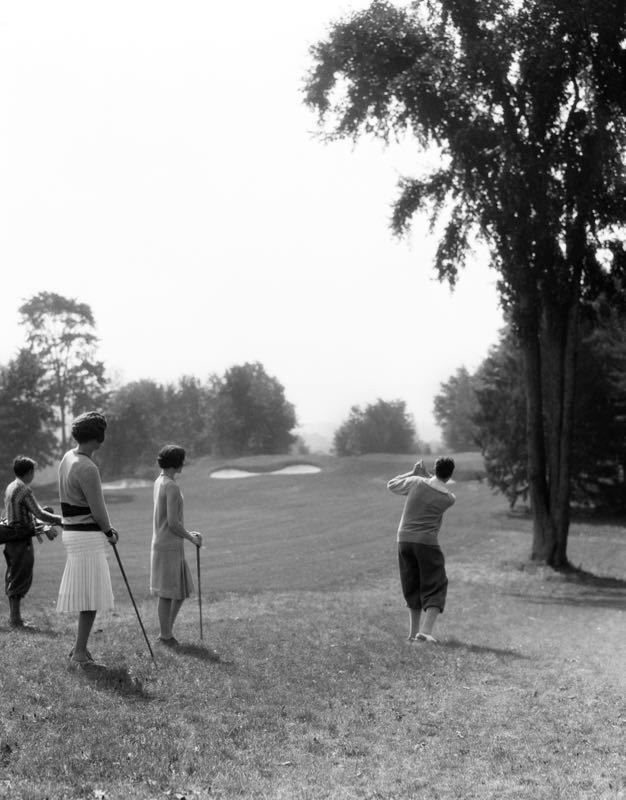 'Down The Fairway' 1929 Archival Pigment Print Framed In White photo furniture