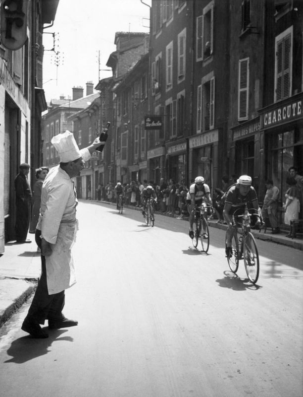 'Chef Toasts Tour' 1951 Oversize Silver Gelatin Print Framed In White photo furniture