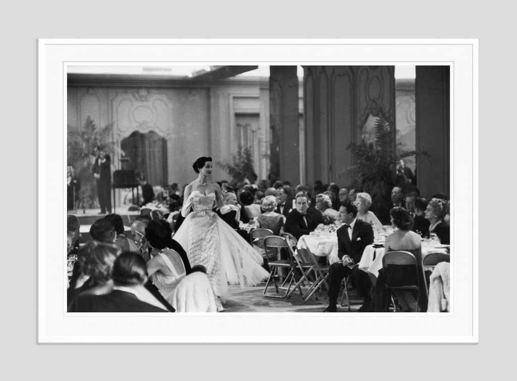 Slim Aarons 'Saks Fashion Show' Oversize White Frame Silver Gelatine Resin Print