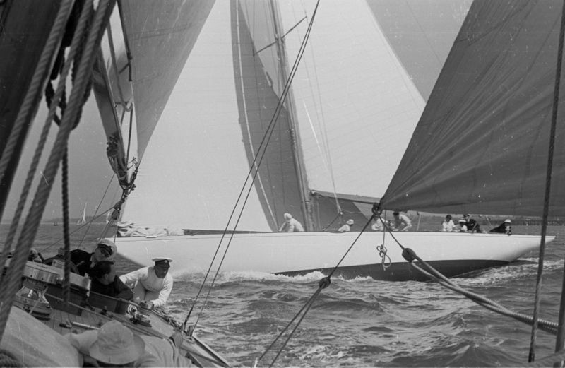 'Yachts Racing' 1939 Oversize Silver Gelatin Print Framed In Black photo furniture