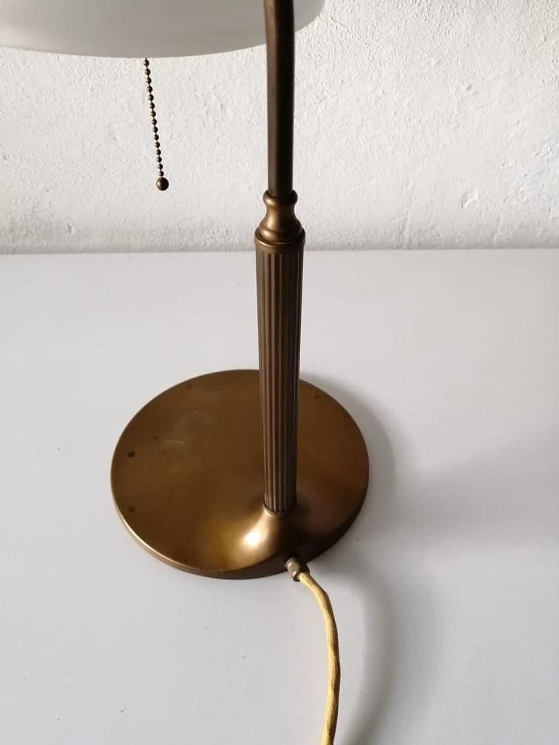 Art Deco Table Lamp 40s Germany   Glass Head And Bronze Body   By Trikonzept Bonn photo vintage
