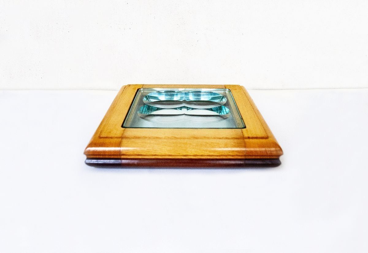 Glass With Wooden Frame From Fontana Arte, 1970s