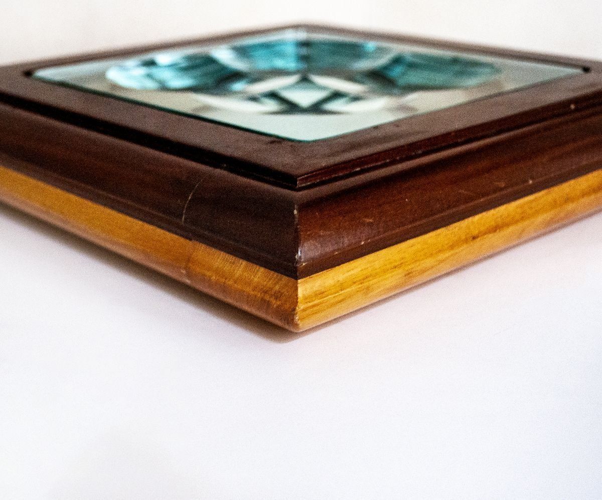 Glas Met Houten Lijst Van Fontana Arte, Jaren 1970 photo vinterior