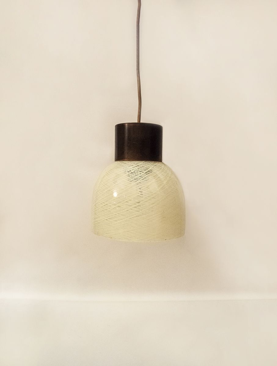 Murano Glass & Brass Ceiling Lamps By Carlo Scarpa For Venini, 1950s, Set Of 2