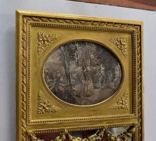 Set Of Trumeau Mirror And Half Moon Console, In Golden Wood   Late 19th Century photo for sale