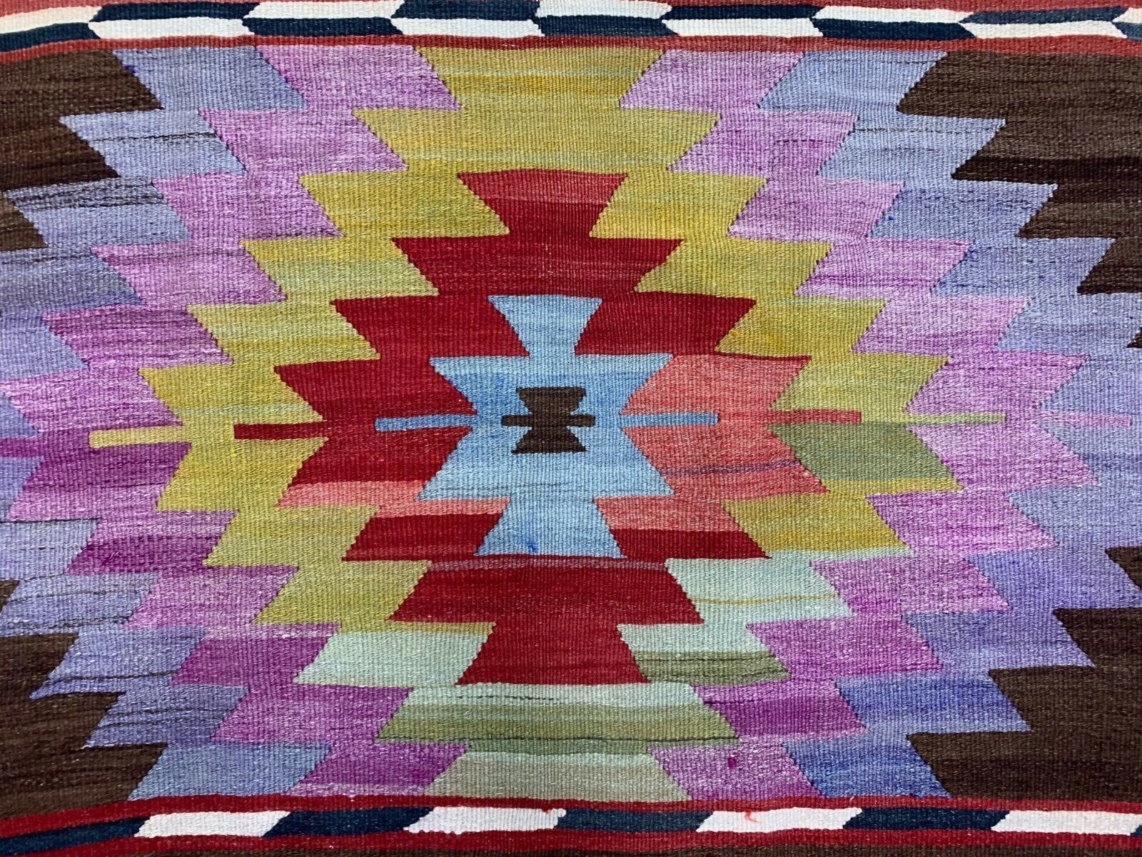 Vintage Turkish Kilim 315x139 Cm Wool Kelim Rug Large, Purple, Red, Black, Blue photo 695.0