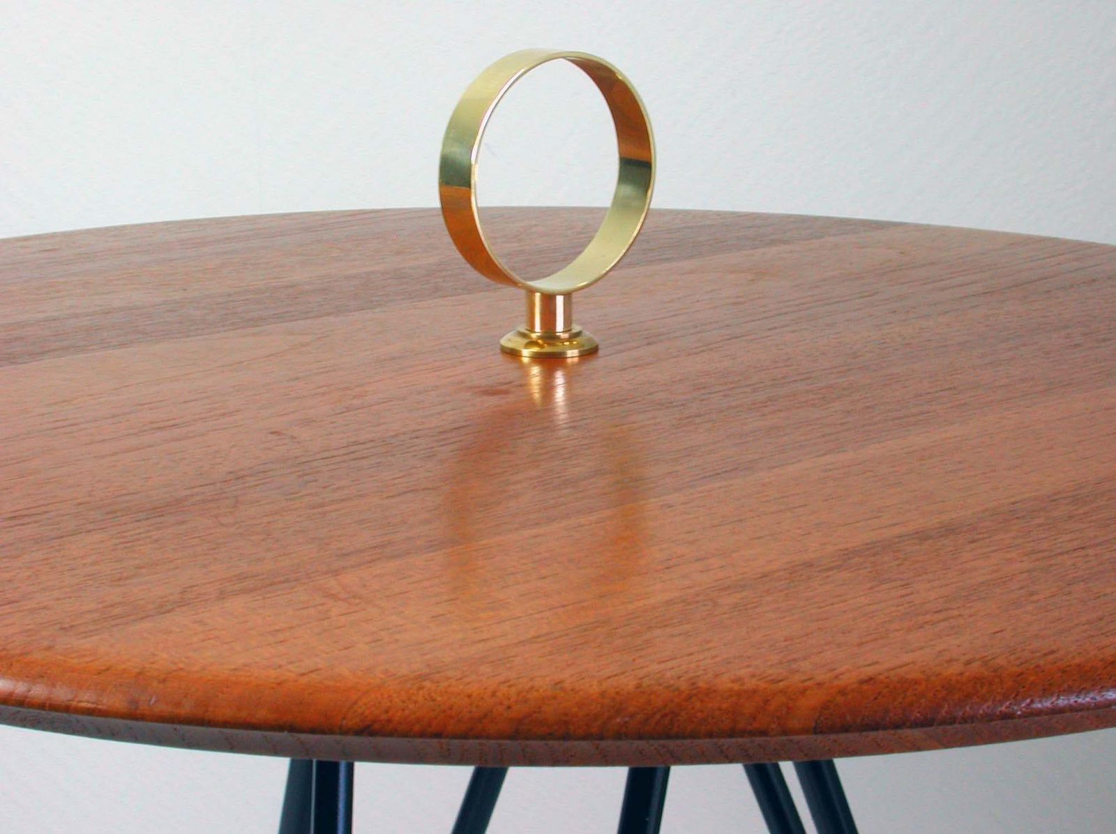 Midcentury Teak, Brass And Cast Iron Tripod Side Table By Digsmed, Denmark photo buy