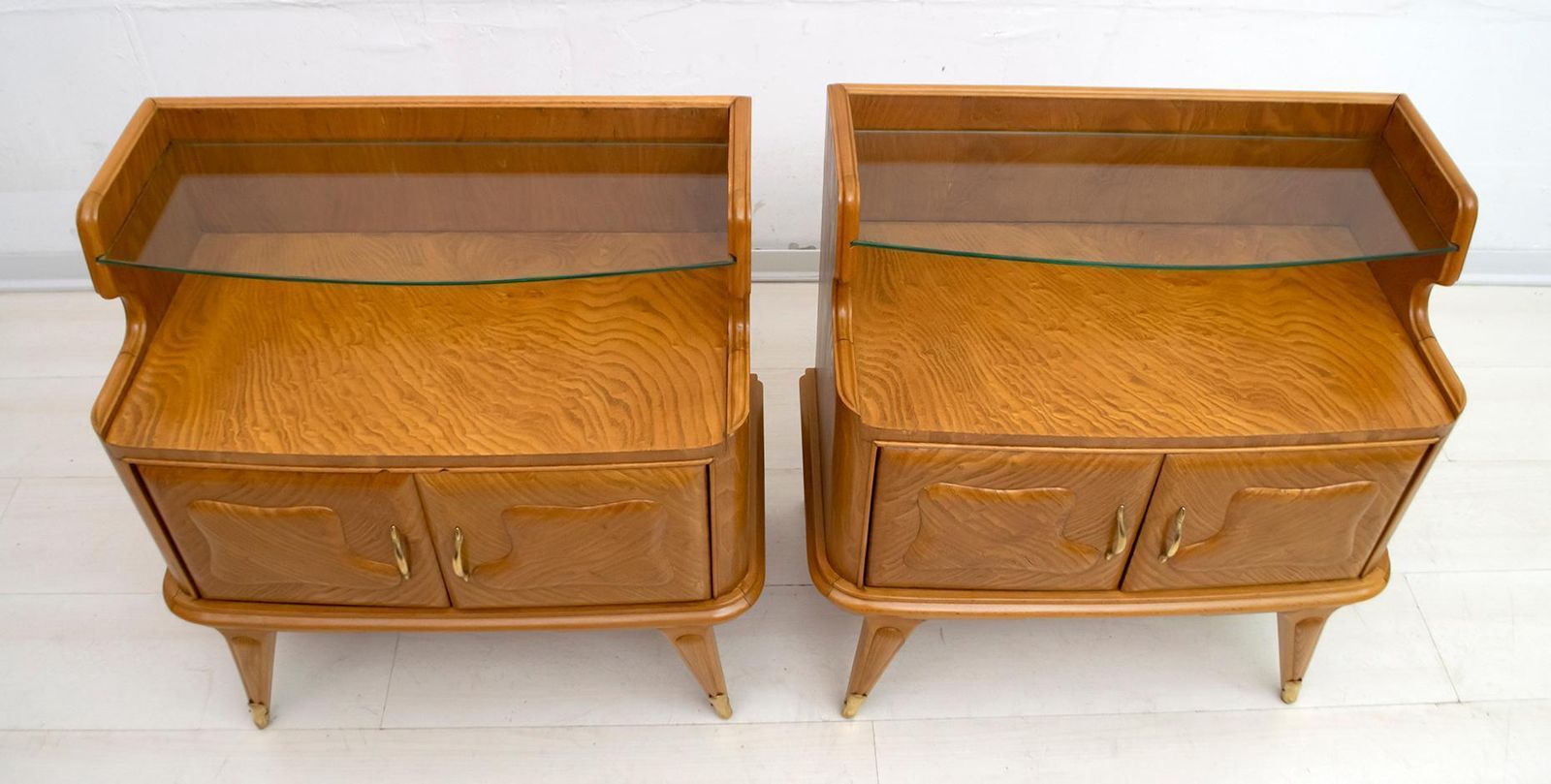Pair Of Mid Century Modern Italian Ash Wood Night Stands, 1950s photo 3412.0