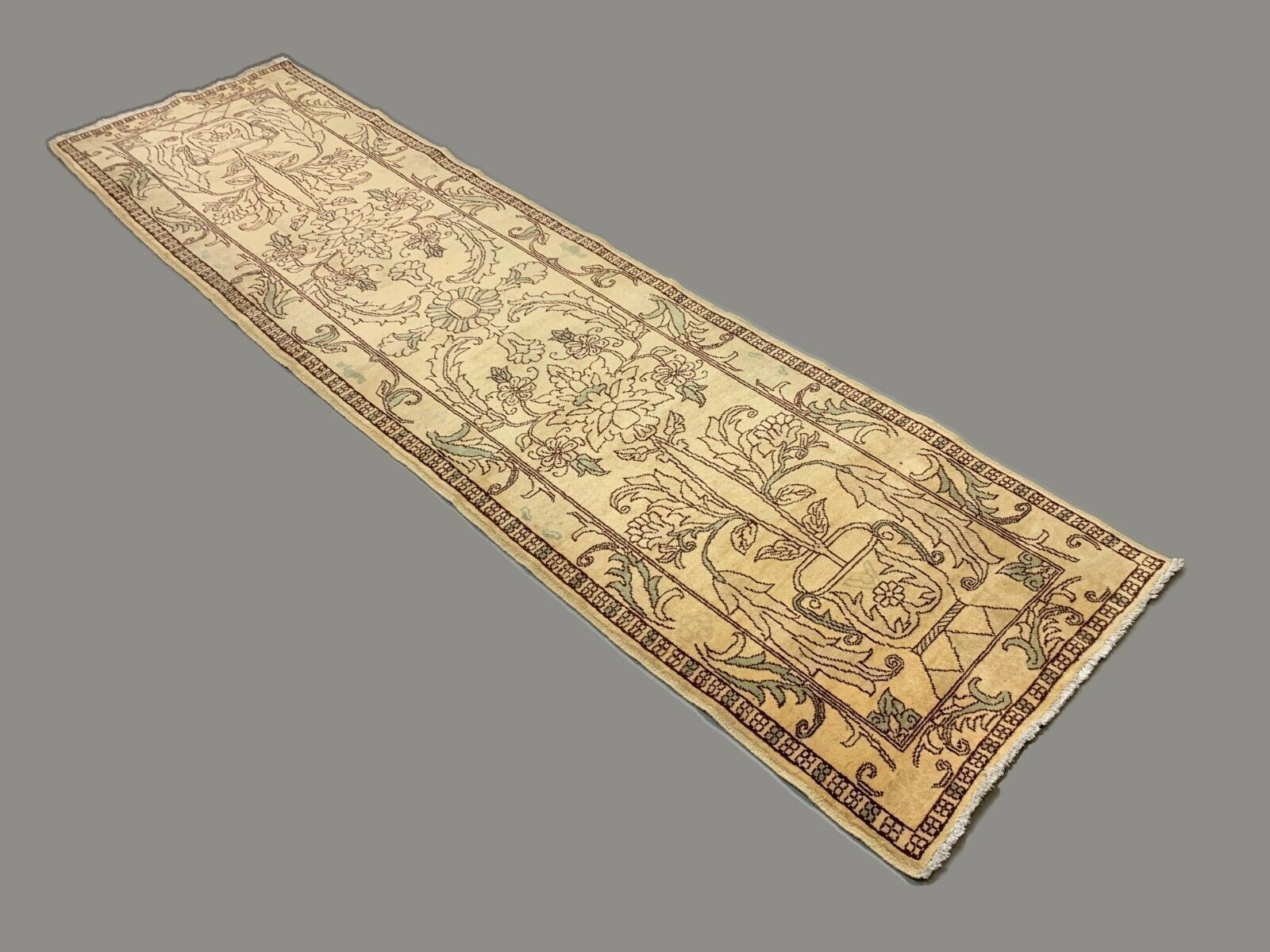 Long Ziegler Runner 313x86 Cm, Afghan Chobi Rug, Red Green Beige photo for sale