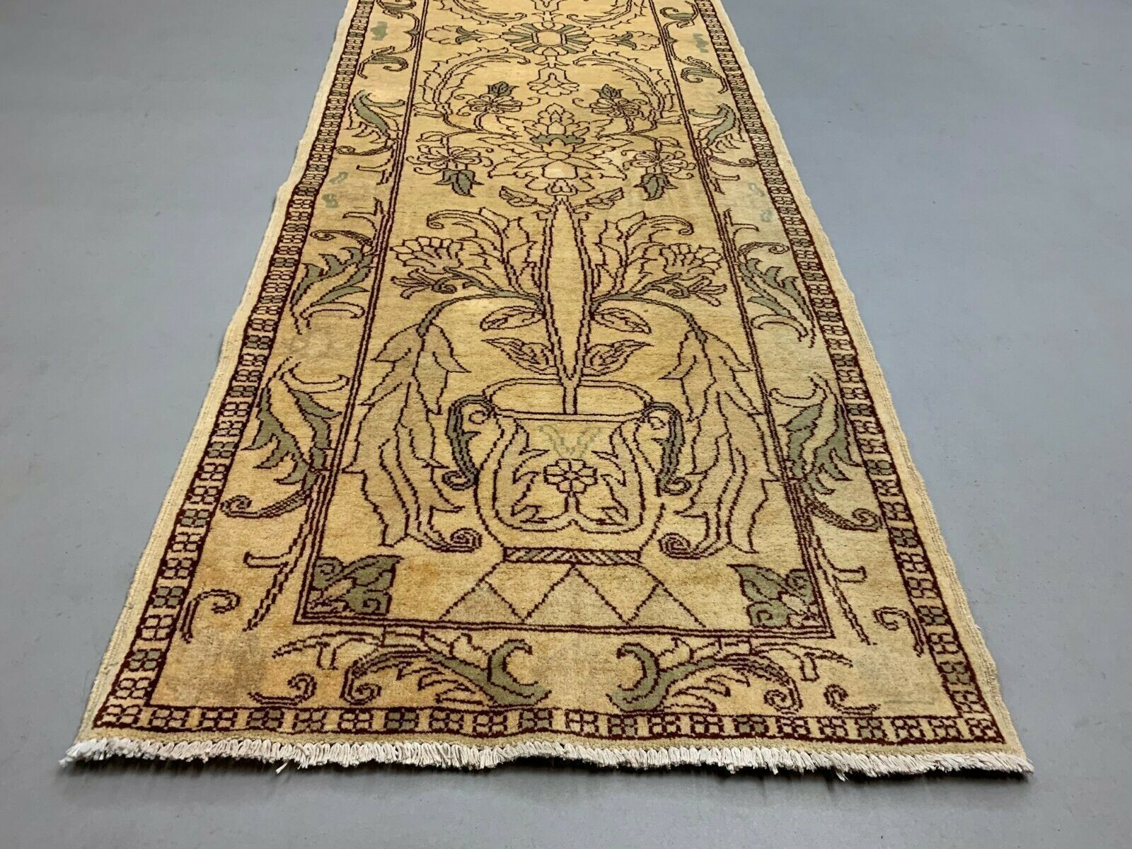 Long Ziegler Runner 313x86 Cm, Afghan Chobi Rug, Red Green Beige photo vinterior