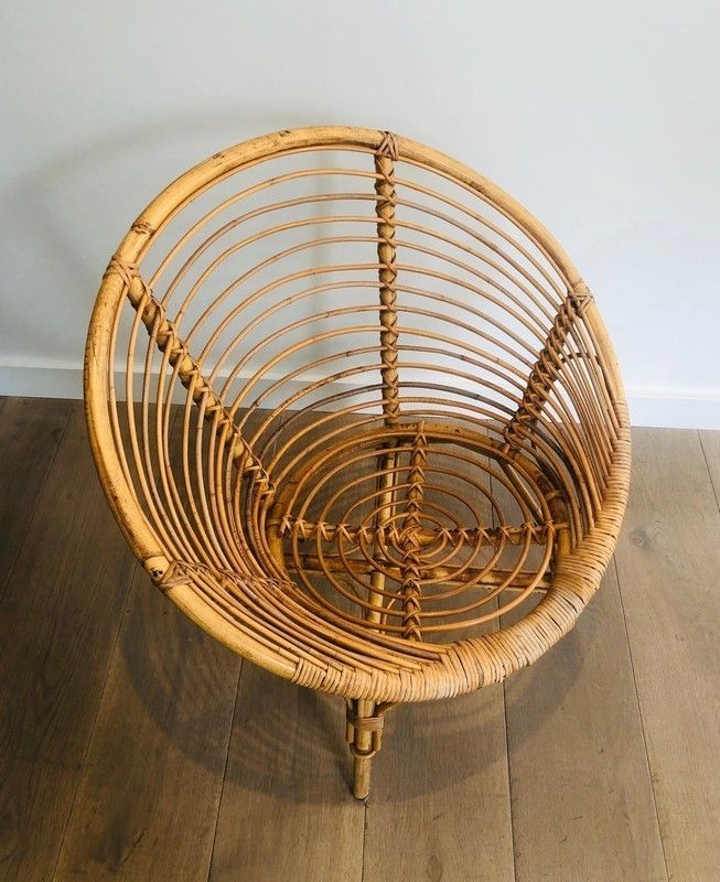 Pair Of Rattan Armchairs. French. Circa 1970 photo vinterior