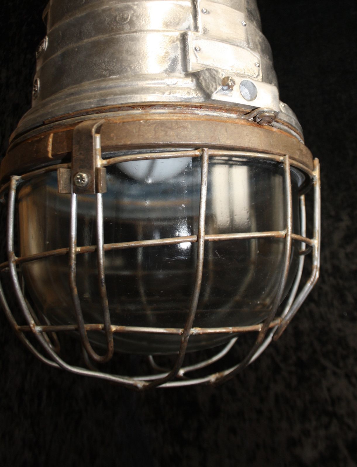 photo furniture Mid 20th Century Large Polish Industrial Light In Aluminium