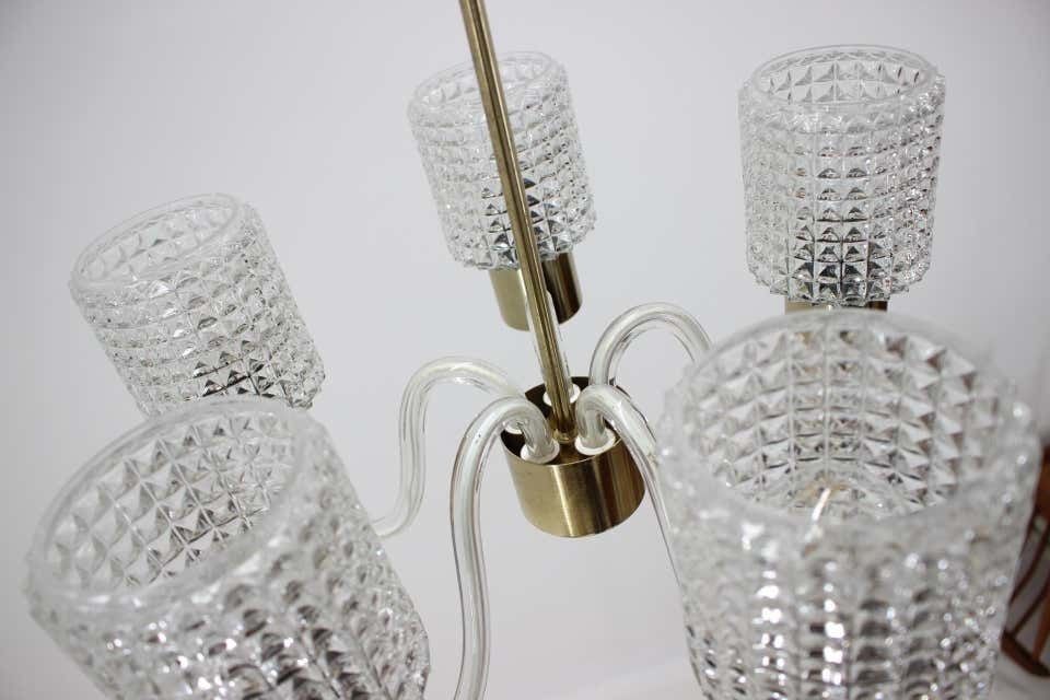Midcentury Glass Chandelier, Kamenický šenov, 1970s photo for sale