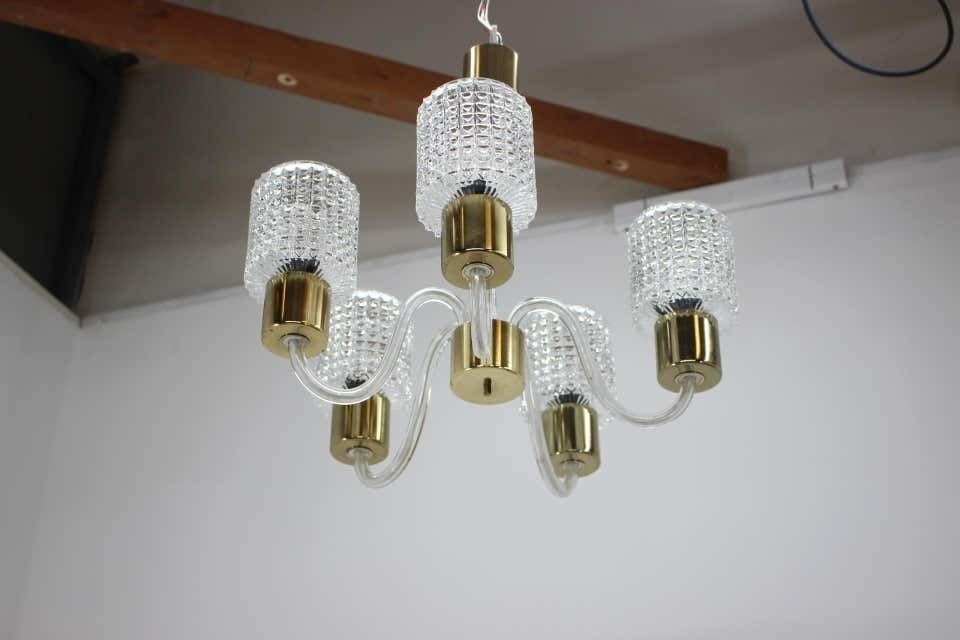 Midcentury Glass Chandelier, Kamenický šenov, 1970s photo 700.0