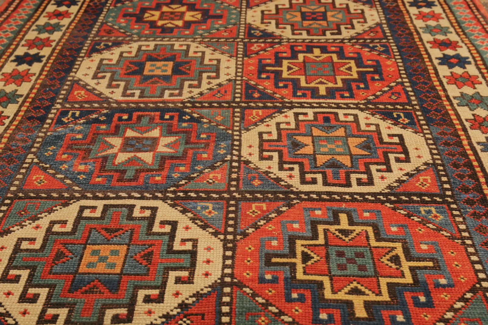 Rare Handwoven Antique Kazak Area Rug, Traditional Geometric Carpet  100x206 Cm photo 7400.0
