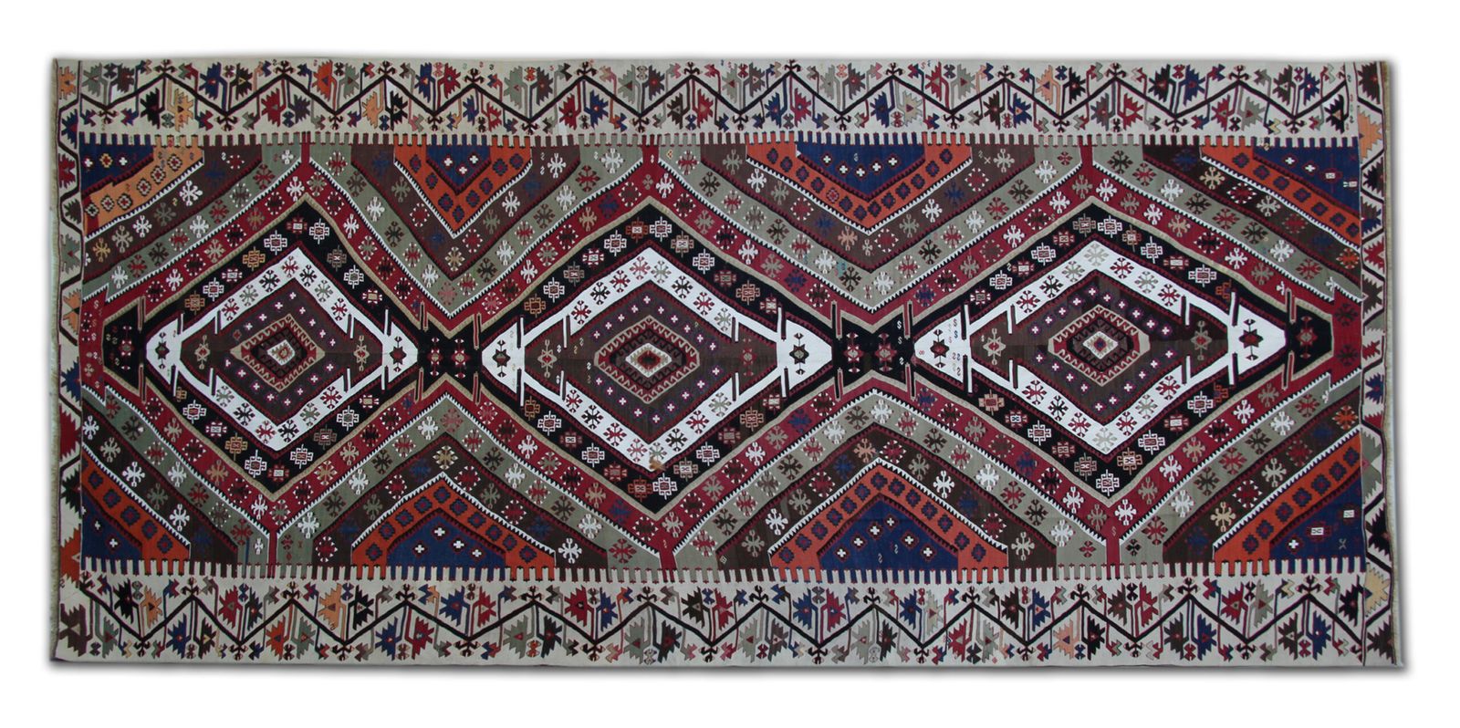 Antique Rug  Geometric Turkish Carpet Anatolian Kilim Rug 213 X 450 Cm photo furniture