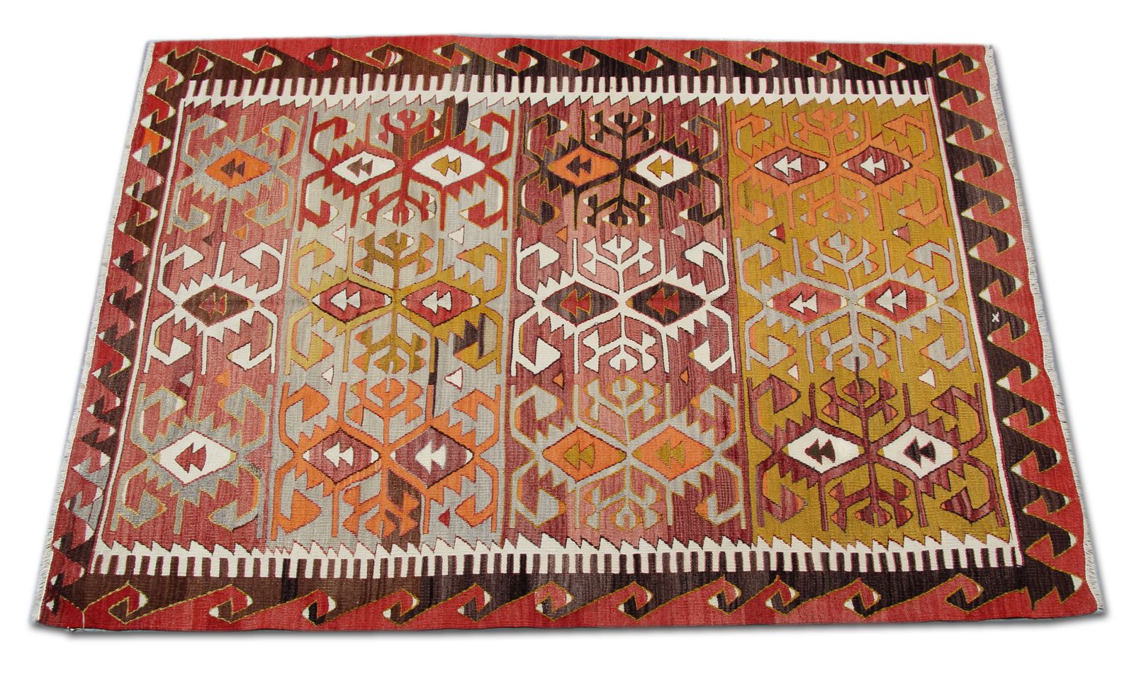 Triabl Antique Rug Anatolian Carpet, Wool Orange Kilim From Konya  170 X 240 Cm photo Textiles