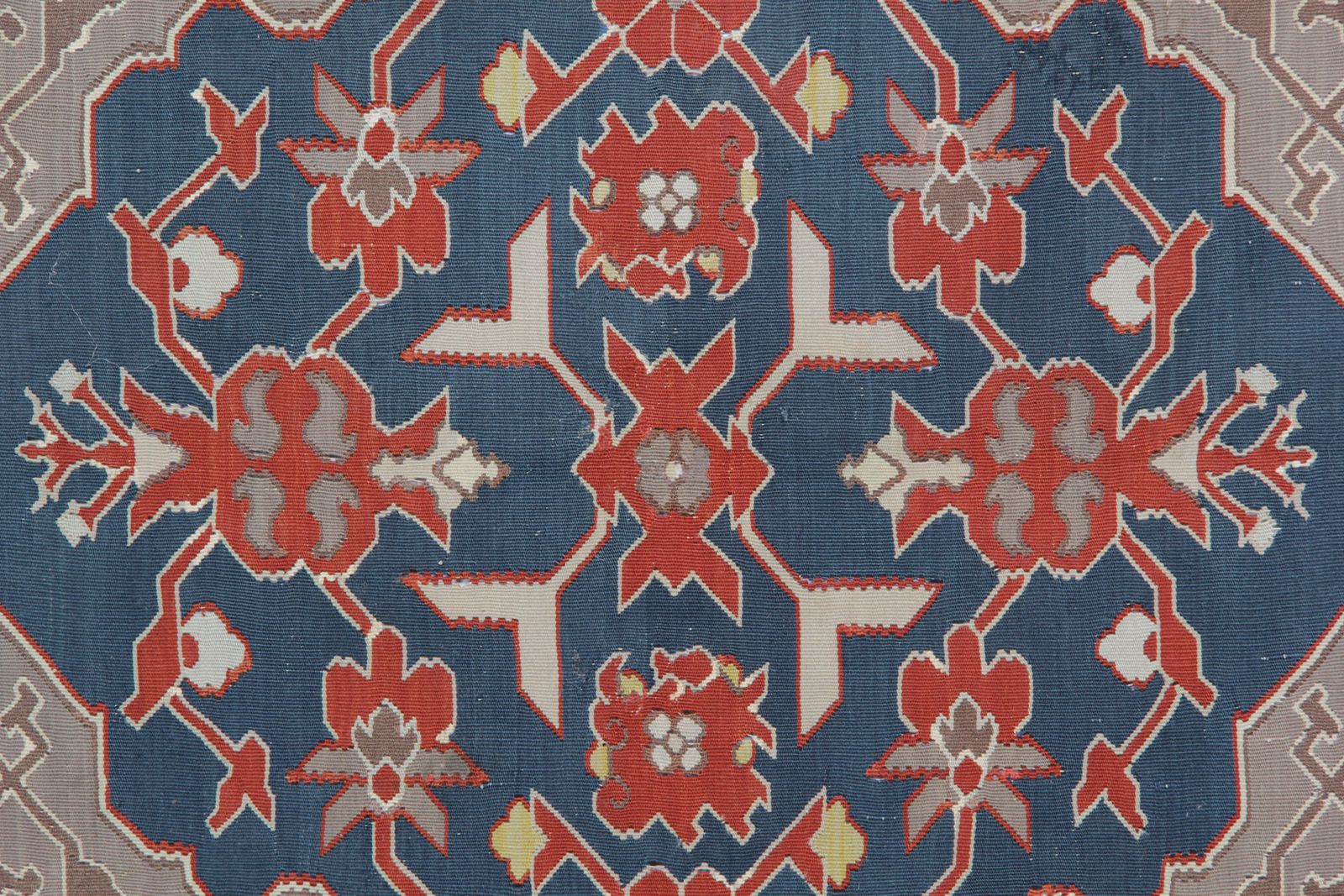 Antique Rugs Blue Carpet Serbian Square Kilims Handwoven Wool Rug 153 X 162 Cm photo for sale