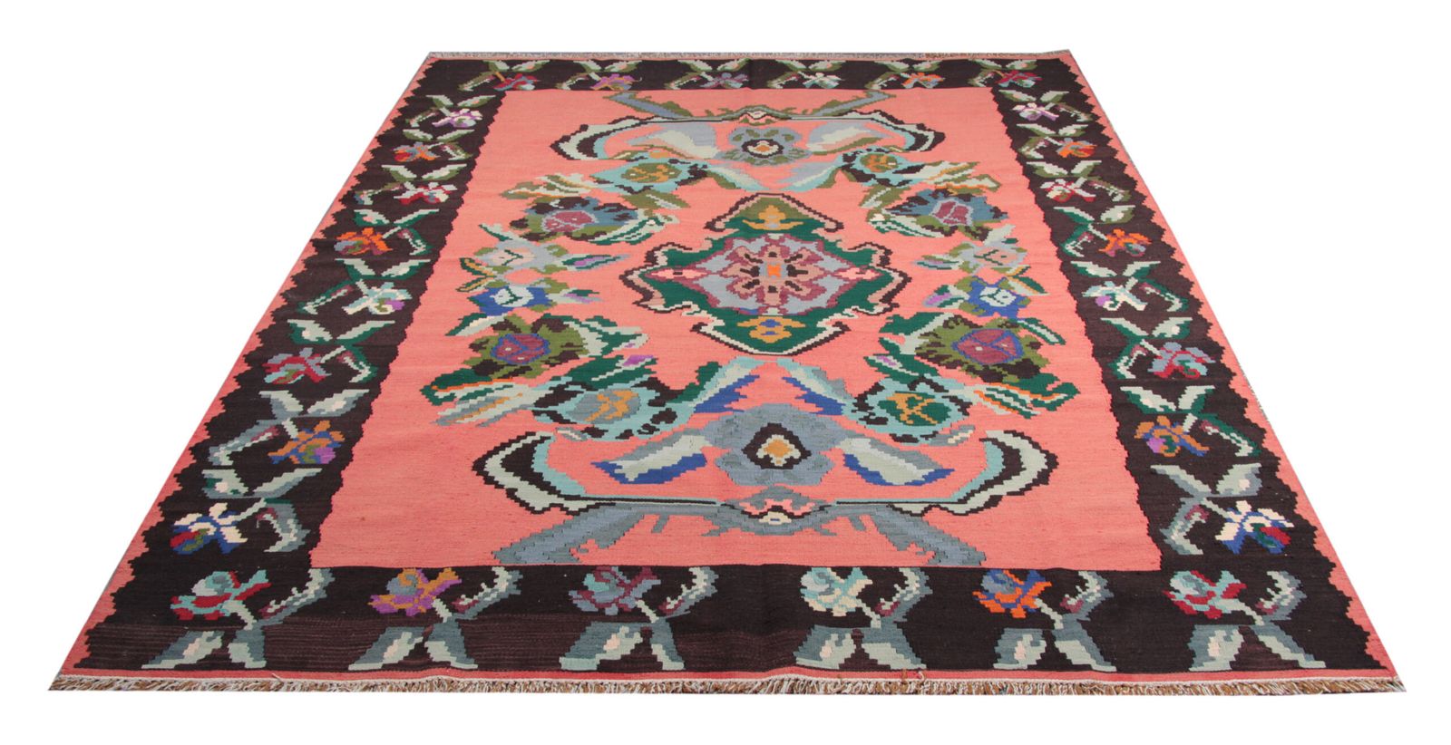 Vintage Anatolian Kilim, Handmade Carpet Geometric Flat Weave Rug 212 X 290 Cm photo Textiles