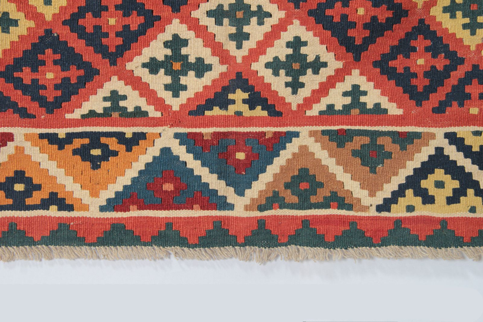 Traditional Antique Turkish Kilim Rug, Handwoven Geometric Flat Weave Rug 147x300 Cm photo for sale