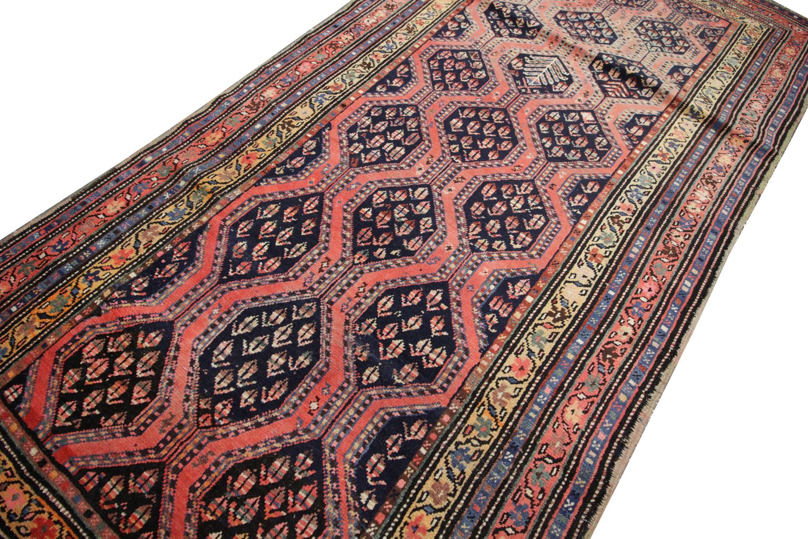 Handwoven Rare Caucasian Antique Karabagh Rug, Oriental Wool C Arpet  107x230 Cm photo for sale