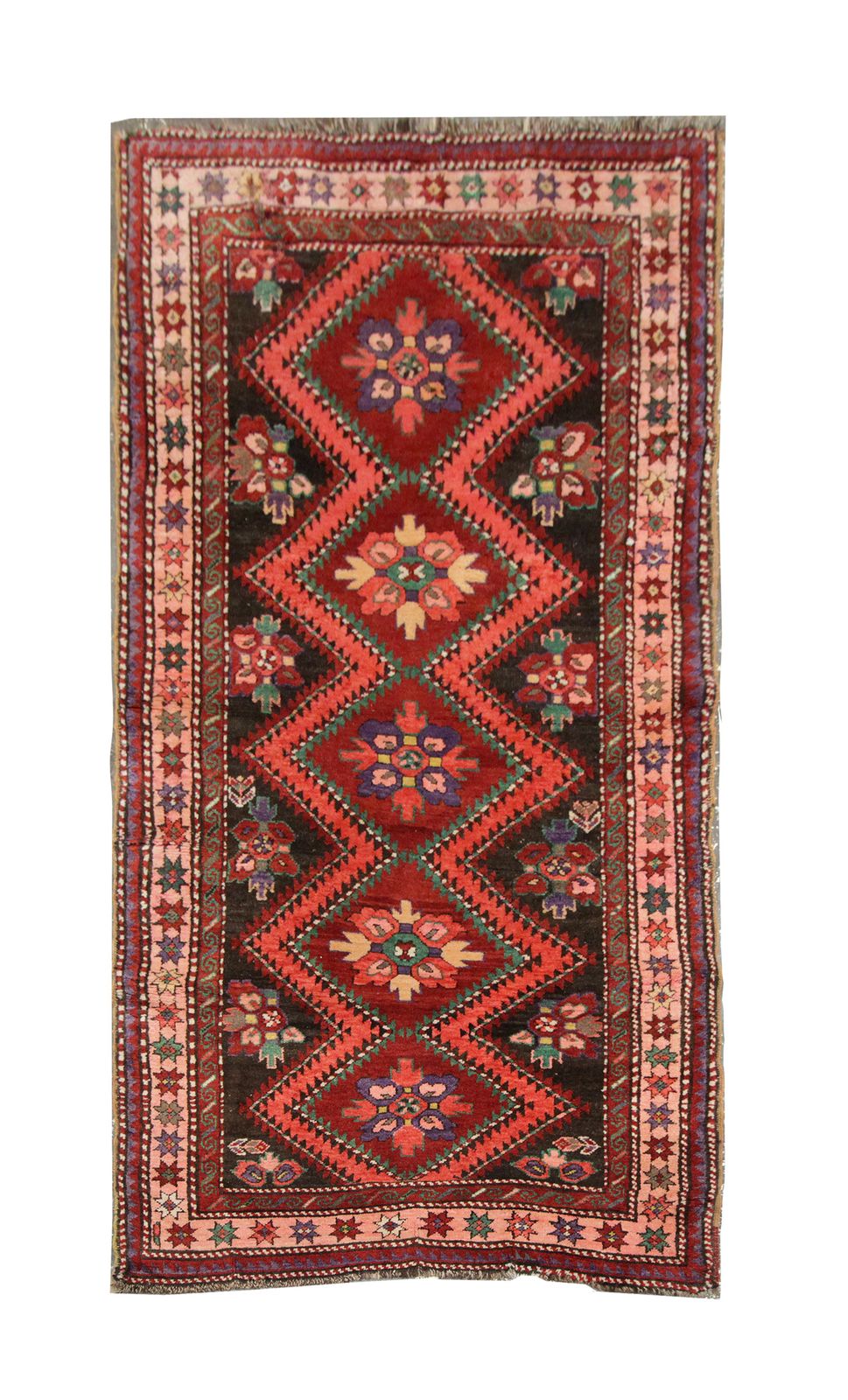 Antique Rugs Karabagh Area Rug, Hand Woven Red Wool Carpet 115x253 Cm
