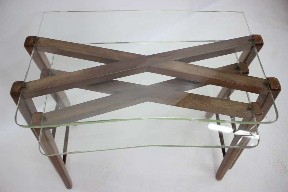 photo for sale Rare Design Mid Century Organic Wooden Side, Nesting Tables / 1950s