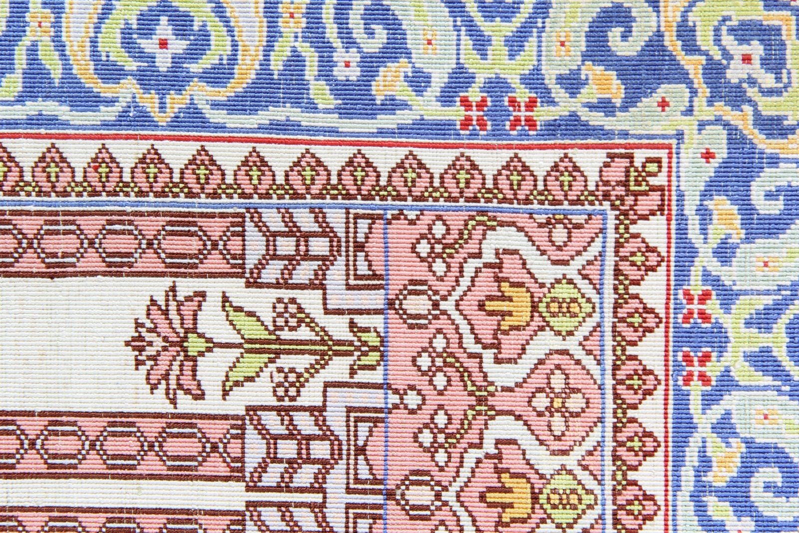 Puur zijden vloerkleed, klein traditioneel tapijt, handgemaakt Turks Hereke 44x74 cm photo Textiel