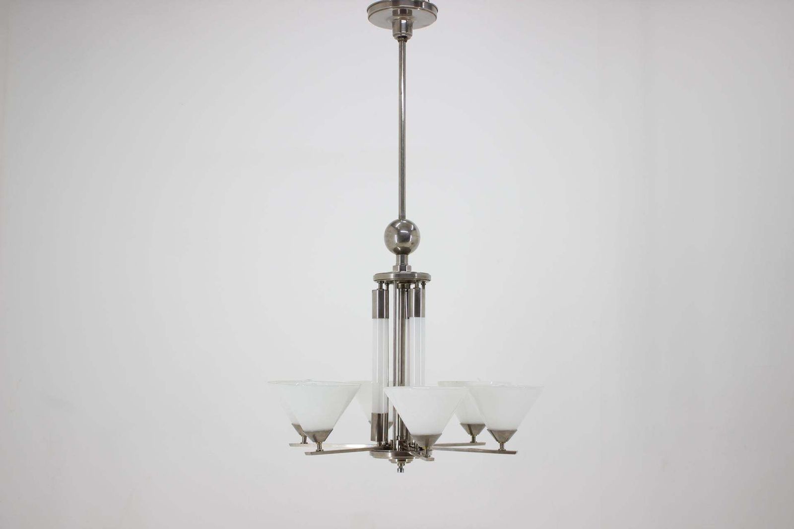Big Original Art Deco, Bauhaus Chrome Pendant, 1930s / Functionalism photo buy