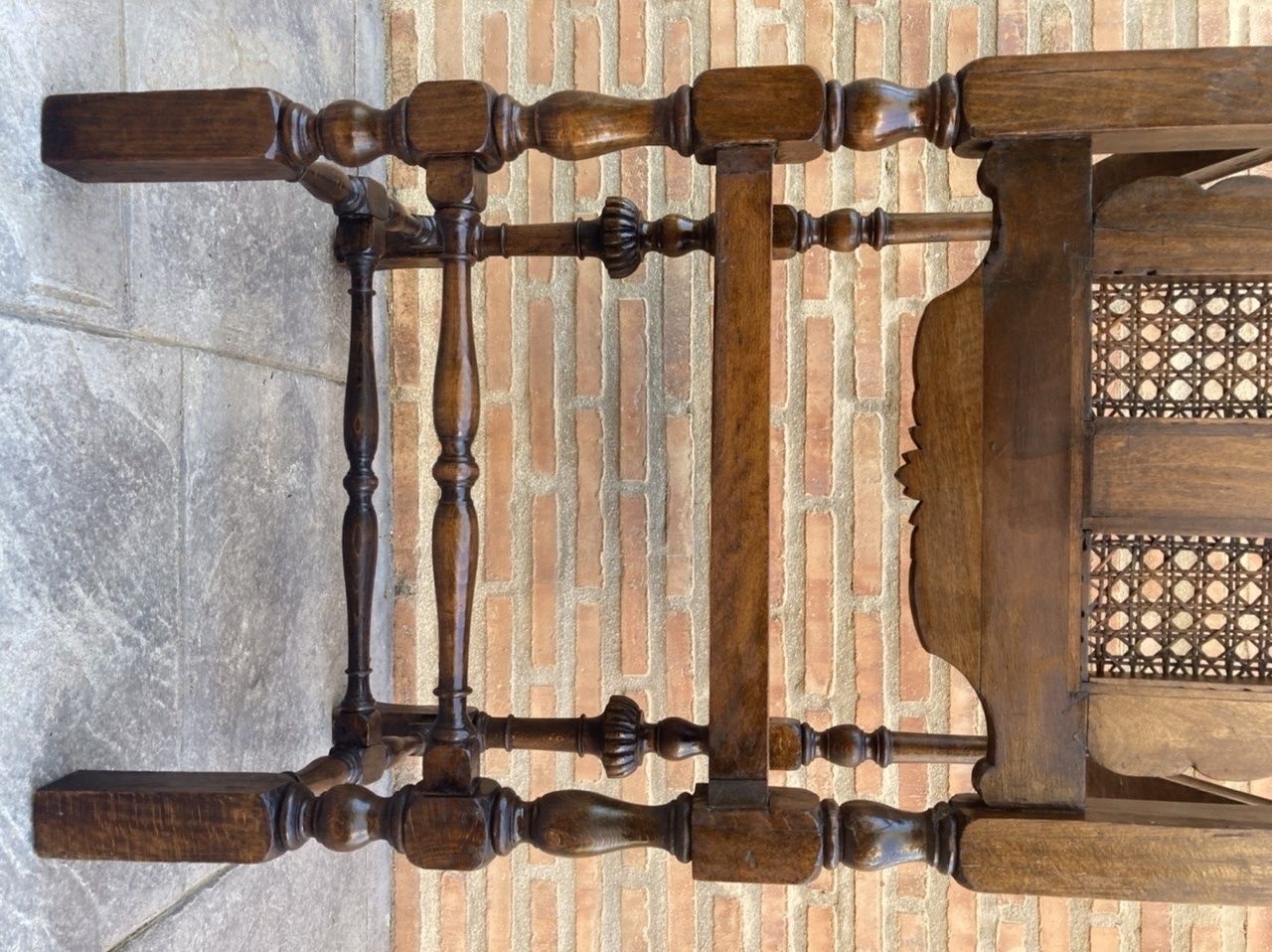 photo for sale Louis Xvi Style French Carved Walnut Armchair With Reed Seat