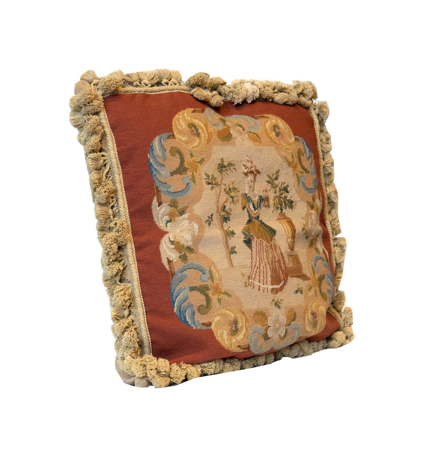 Traditional French Aubusson Cushion Cover photo for sale