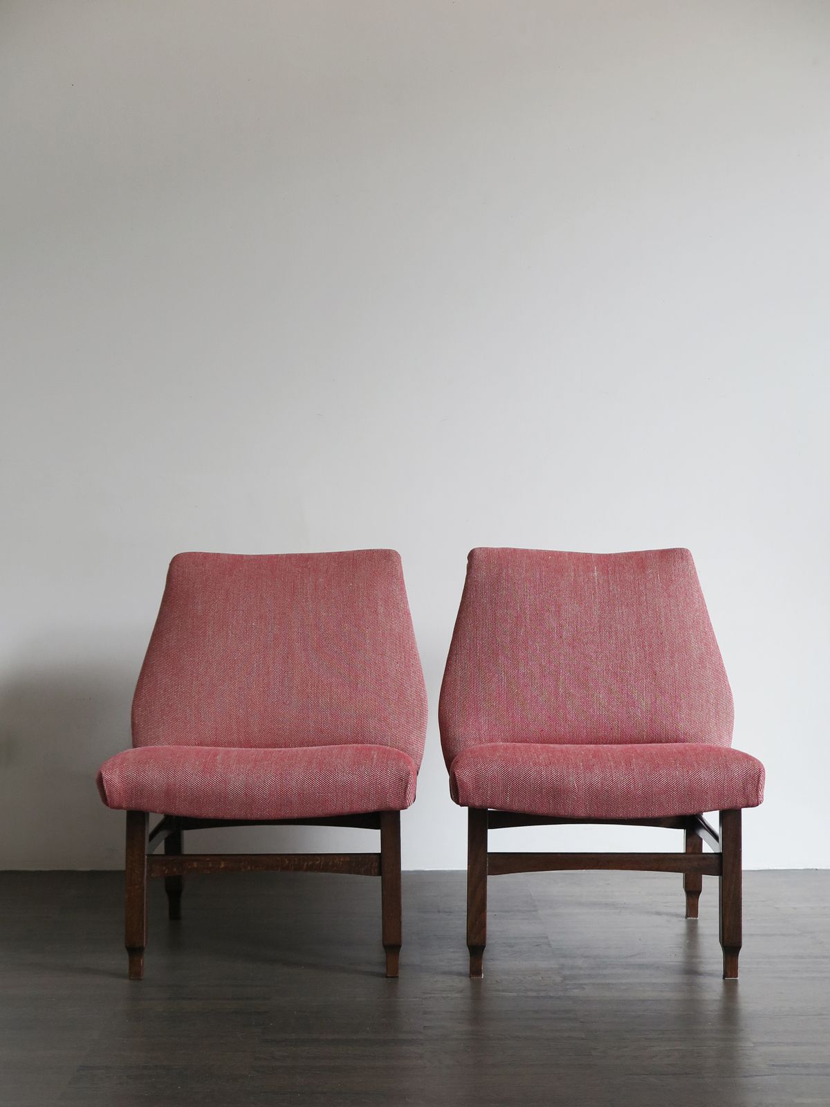 Couple Of Italian Midcentury Modern Design Red Armchairs, 1950s photo for sale