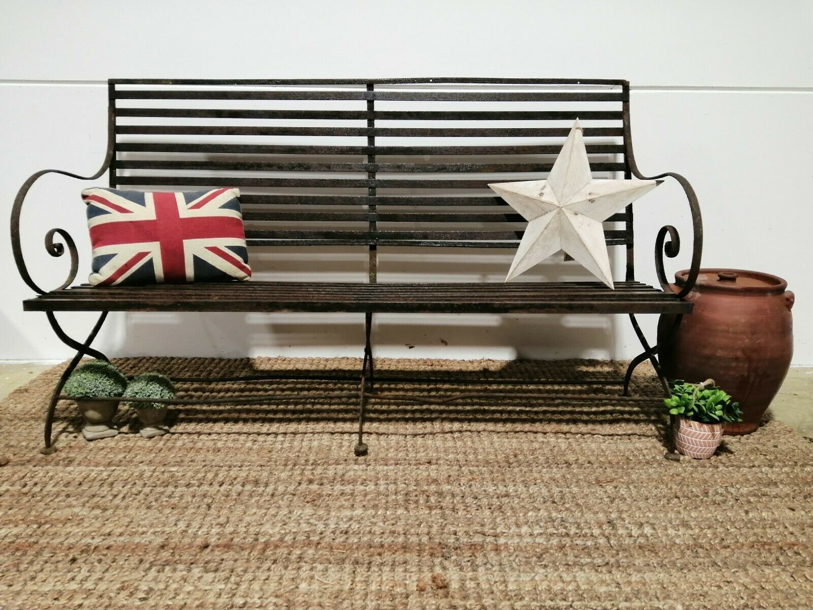 Antique Victorian Cast Iron Strap Bench photo 995.0