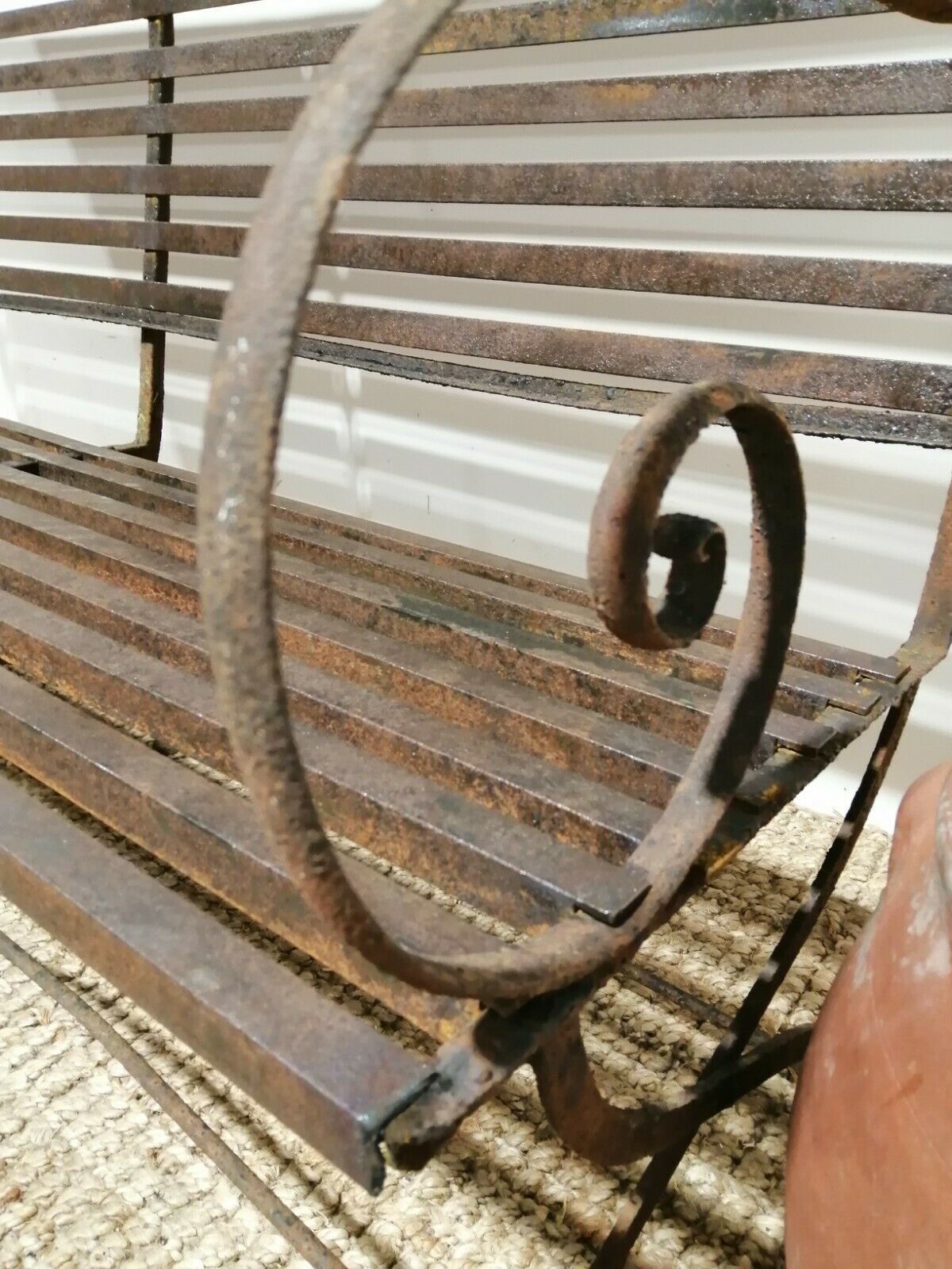 Antique Victorian Cast Iron Strap Bench photo buy