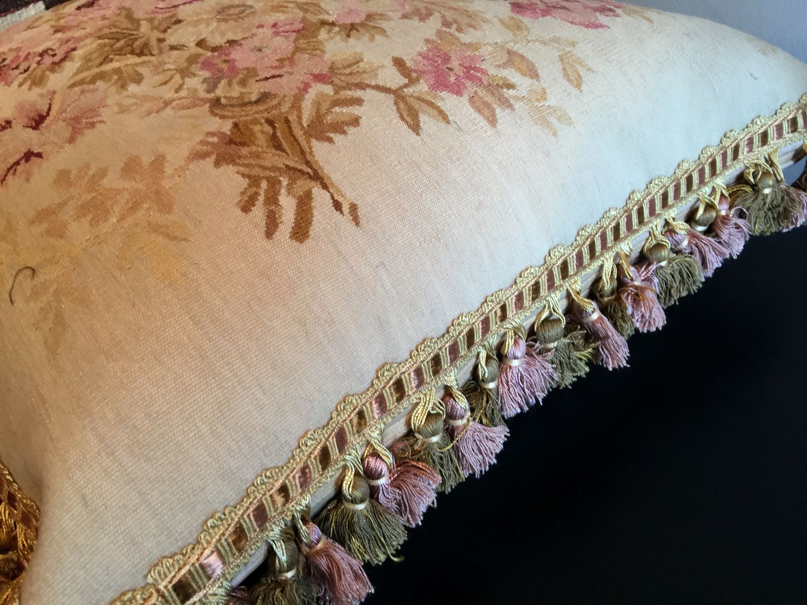 French Aubusson Style Cushion Cover, Handwoven Oriental Wool Scatter Cushion photo for sale