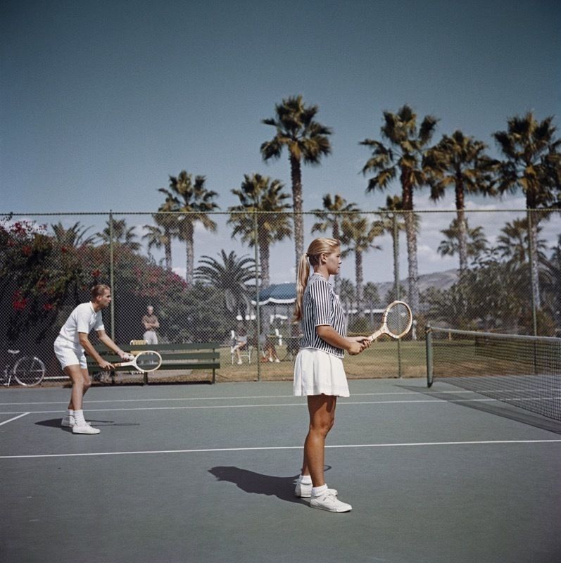 Slim Aarons 'Tennis In San Diego' 1956 C Type Print Framed In Black photo furniture