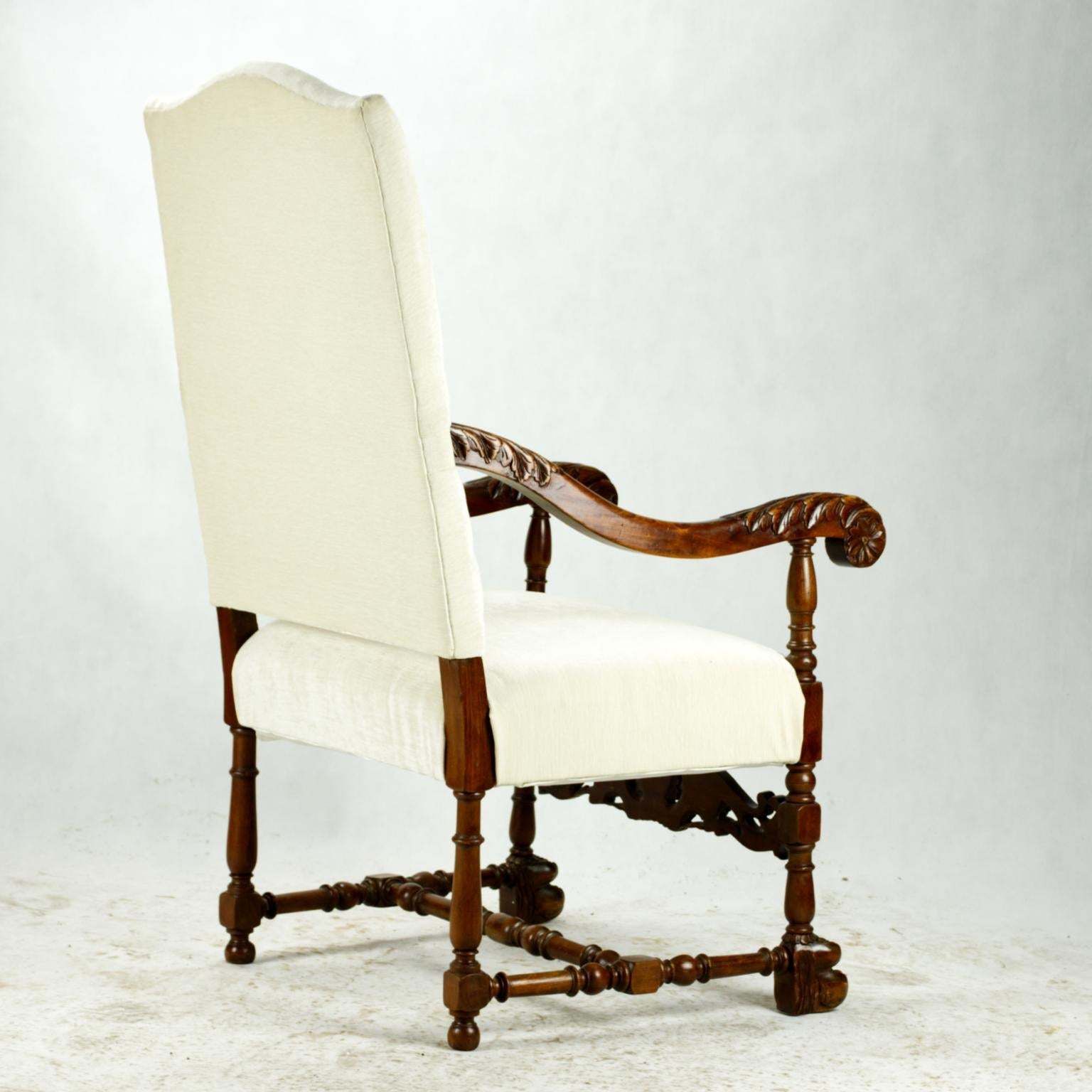 Antique Hand Carved Louis XIII Highback Armchair, 19th Century photo 715.0