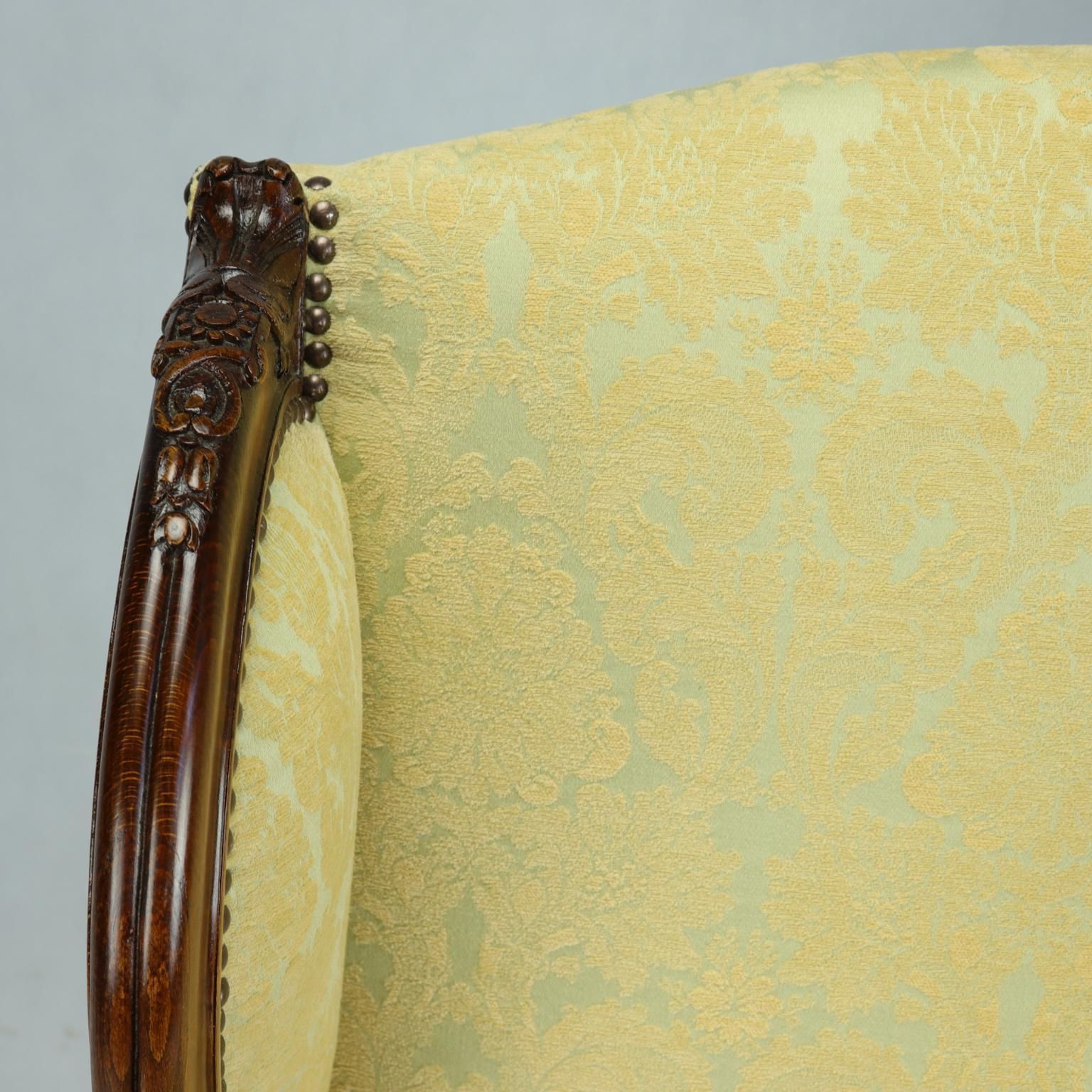 Fully Restored Hand Carved French Louis XIV Walnut Wingback Armchair, 1800s photo Furniture
