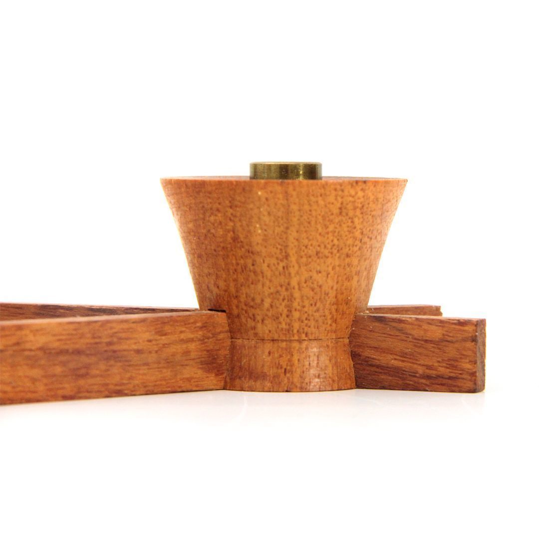 Italian Brass And Wood Candleholder From Anri Form, 1960s photo buy