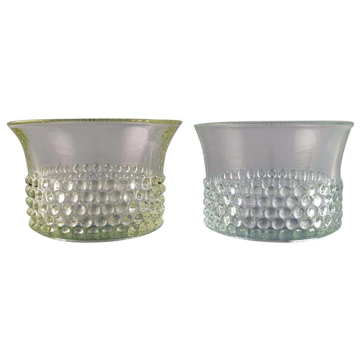 Saara Hopea For Nuutajärvi, Two Bowls In Art Glass, Budded Design, 1960s 1970s photo furniture