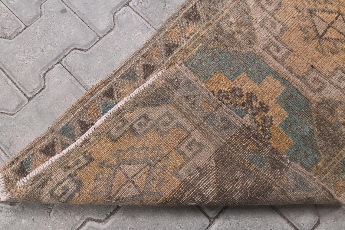 2x3 Anatolian Turkish Vintage Oushak Rugs, Door Mat Carpet, Handmade Wool Oriental Doormat, Brown Mini Rug, One Of A Kind, 1’7” X 3’1” Ft photo 78.0