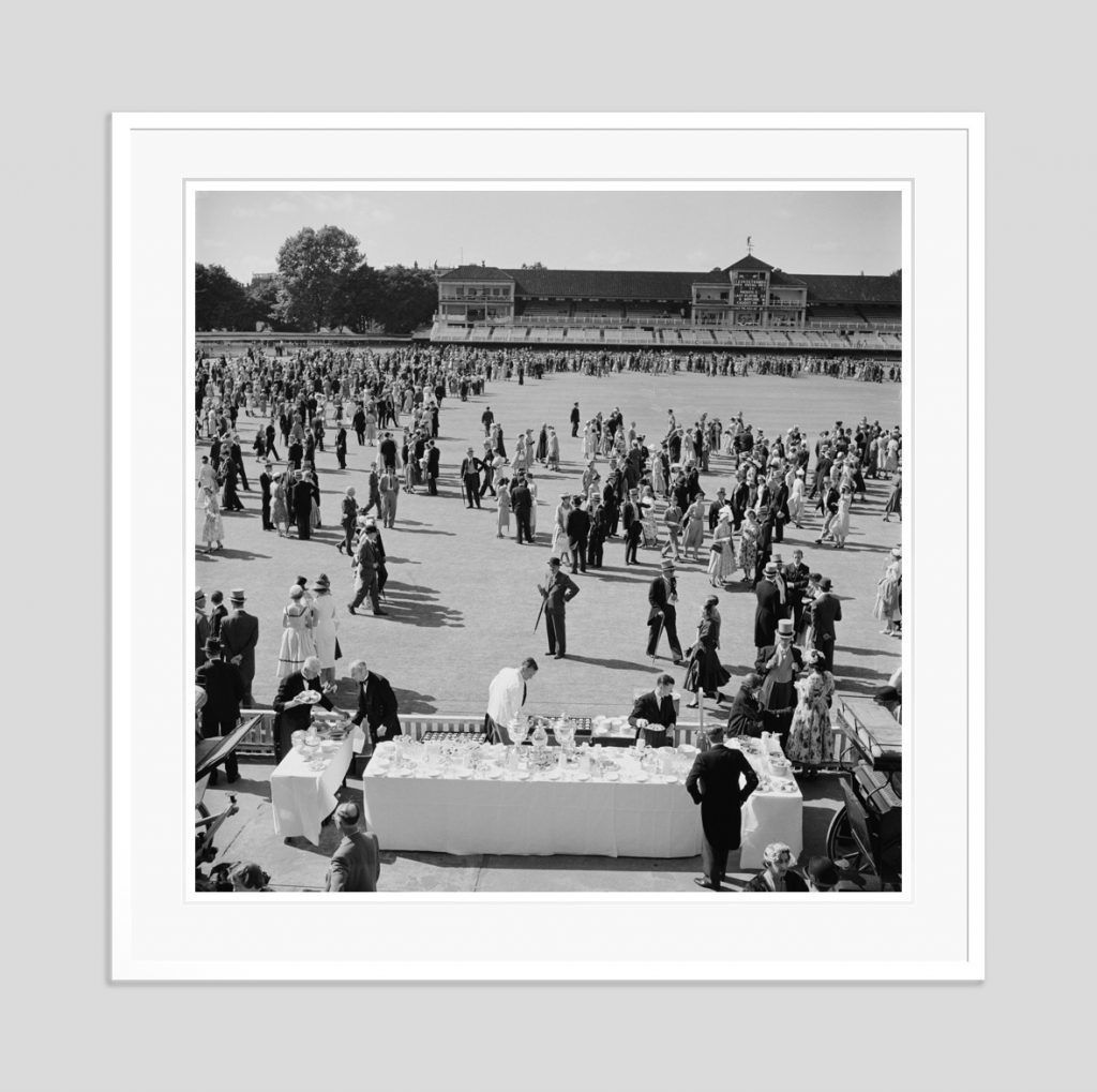 Slim Aarons 'Spectators At Lord’s' 1955 Oversize Silver Gelatin Print Framed In White