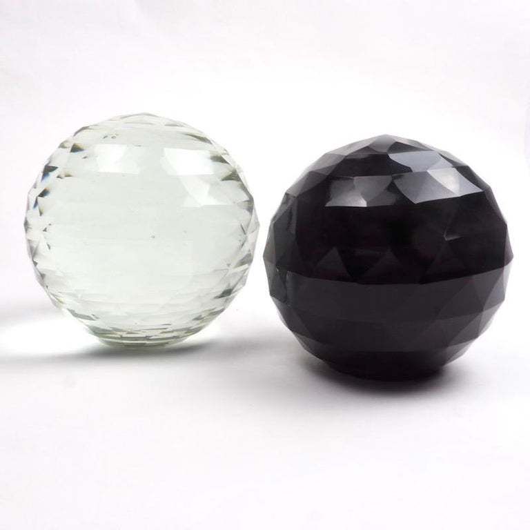 Pair Of 19th Century Victorian Faceted Cut Glass Paperweights photo vinterior