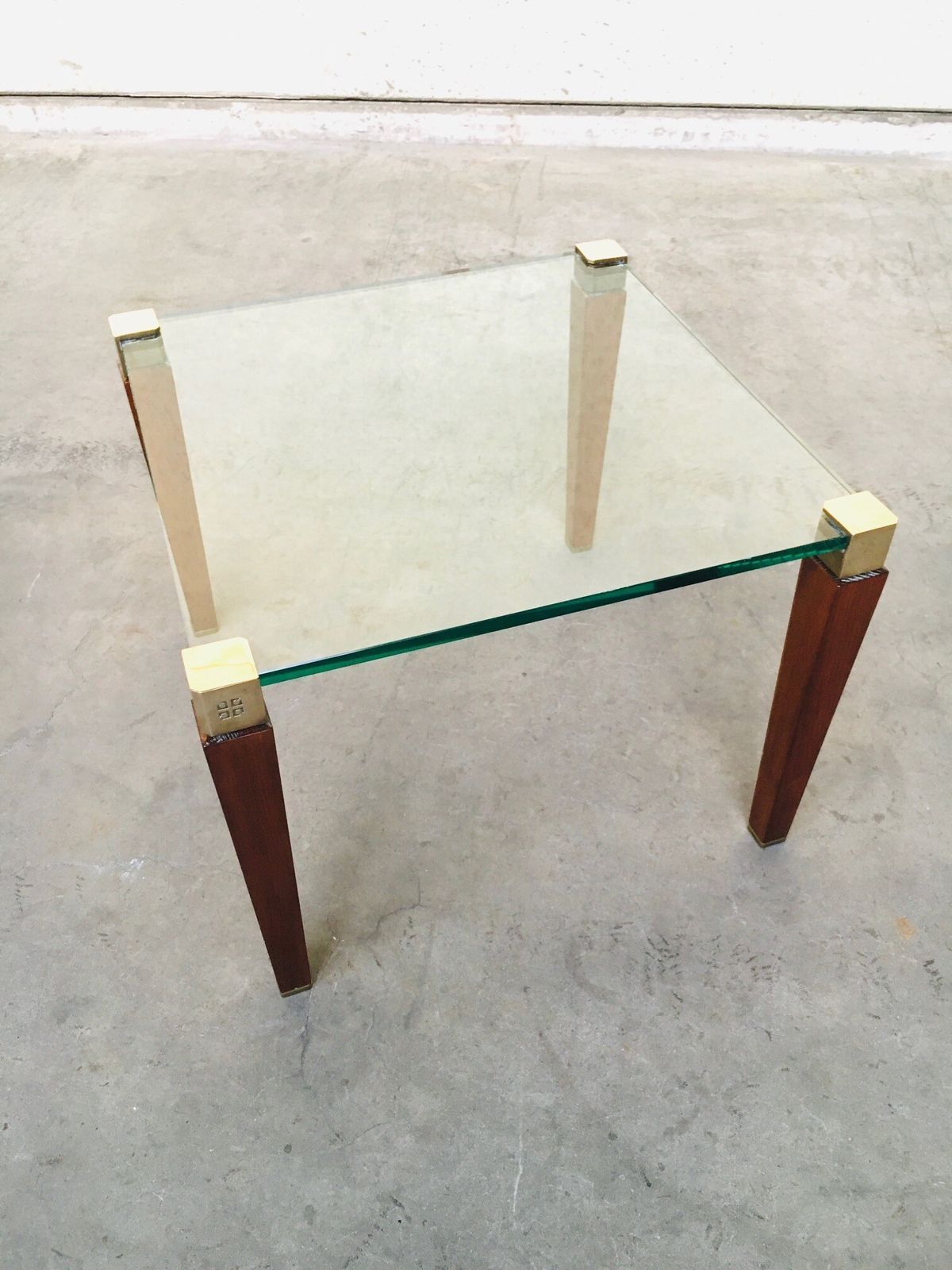 Modernist Design Brass, Wood & Glass Side Table By Peter Ghyczy, 1980s photo 558.0