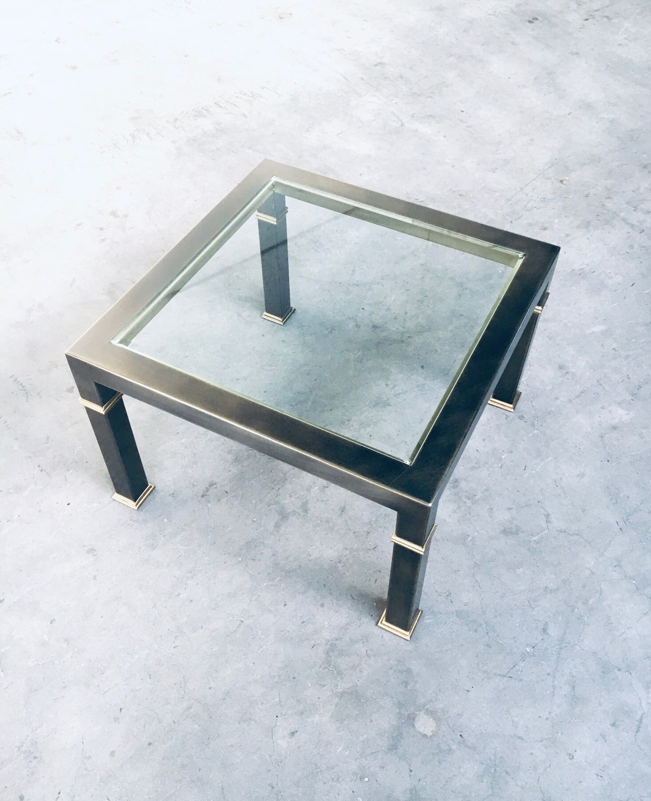 Post Modern Design Brushed Metal Coffee Table By Belgo Chrom 1980s