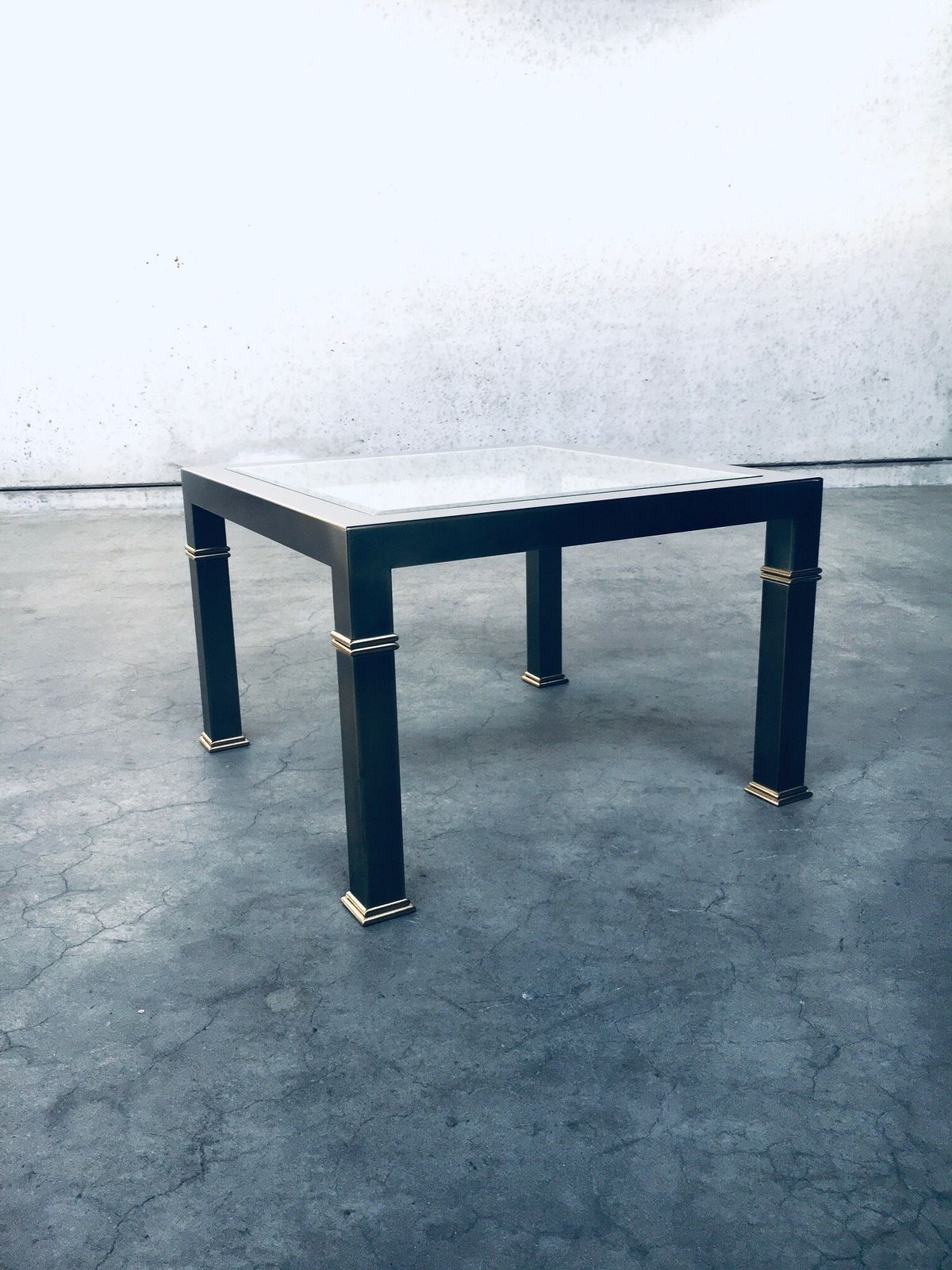 Post Modern Design Brushed Metal Coffee Table By Belgo Chrom 1980s photo for sale